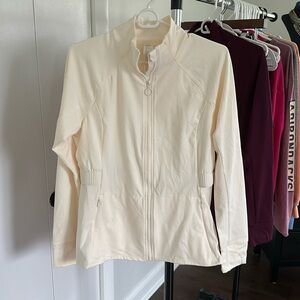Fabletics Full Zip Jacket Size L in Ecru